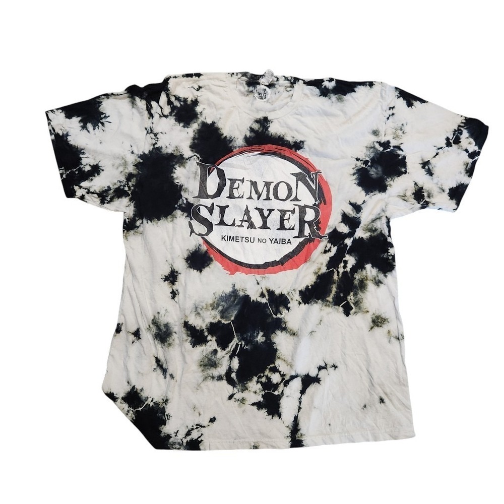 Demon Slayer T-Shirt Mens XXL Kimetsu No Yaiba Black‎ white Tie Dye NEW
